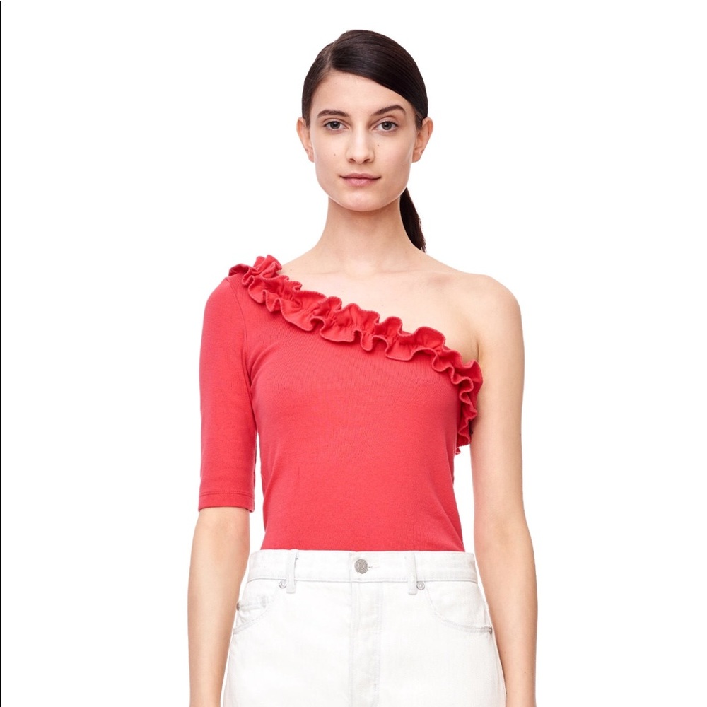 La Vie One Shoulder Ribbed Jersey Top - Picture 2 of 7